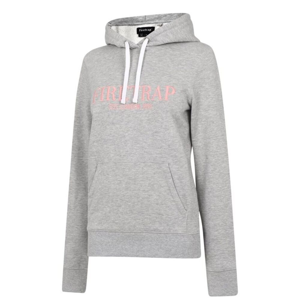 Firetrap Womens/Ladies Large Logo Hoodie / Grey Marl